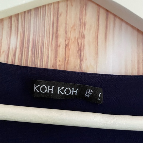 Navy Blue Floor Length Wrap Evening Gown - Picture 5 of 8